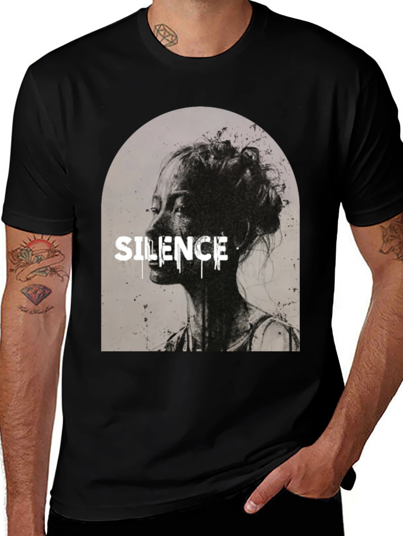 Variant 17 of Silence Graphic T-Shirt - Black