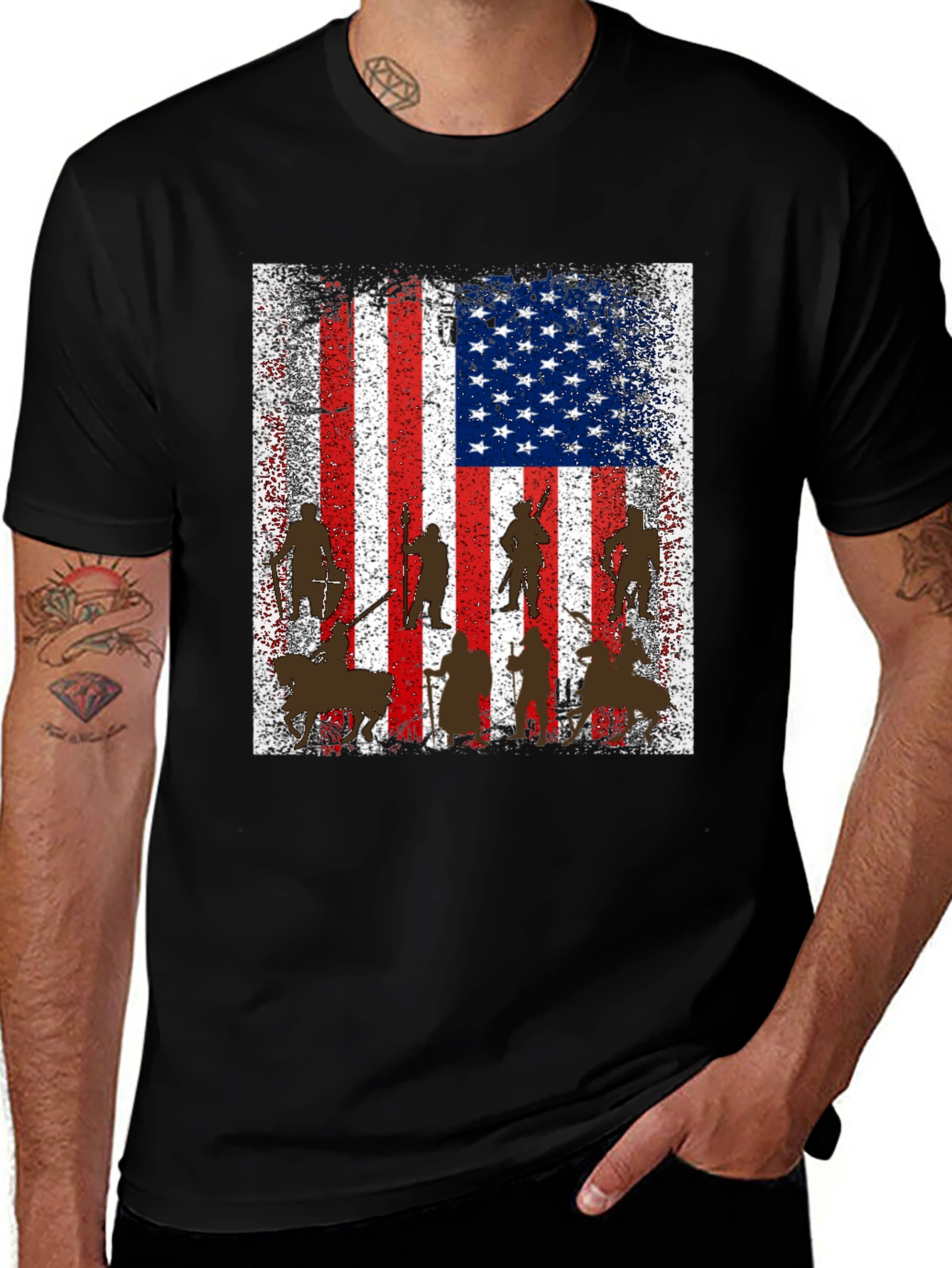 Variant 8 of American Flag Medieval Knight T-Shirt