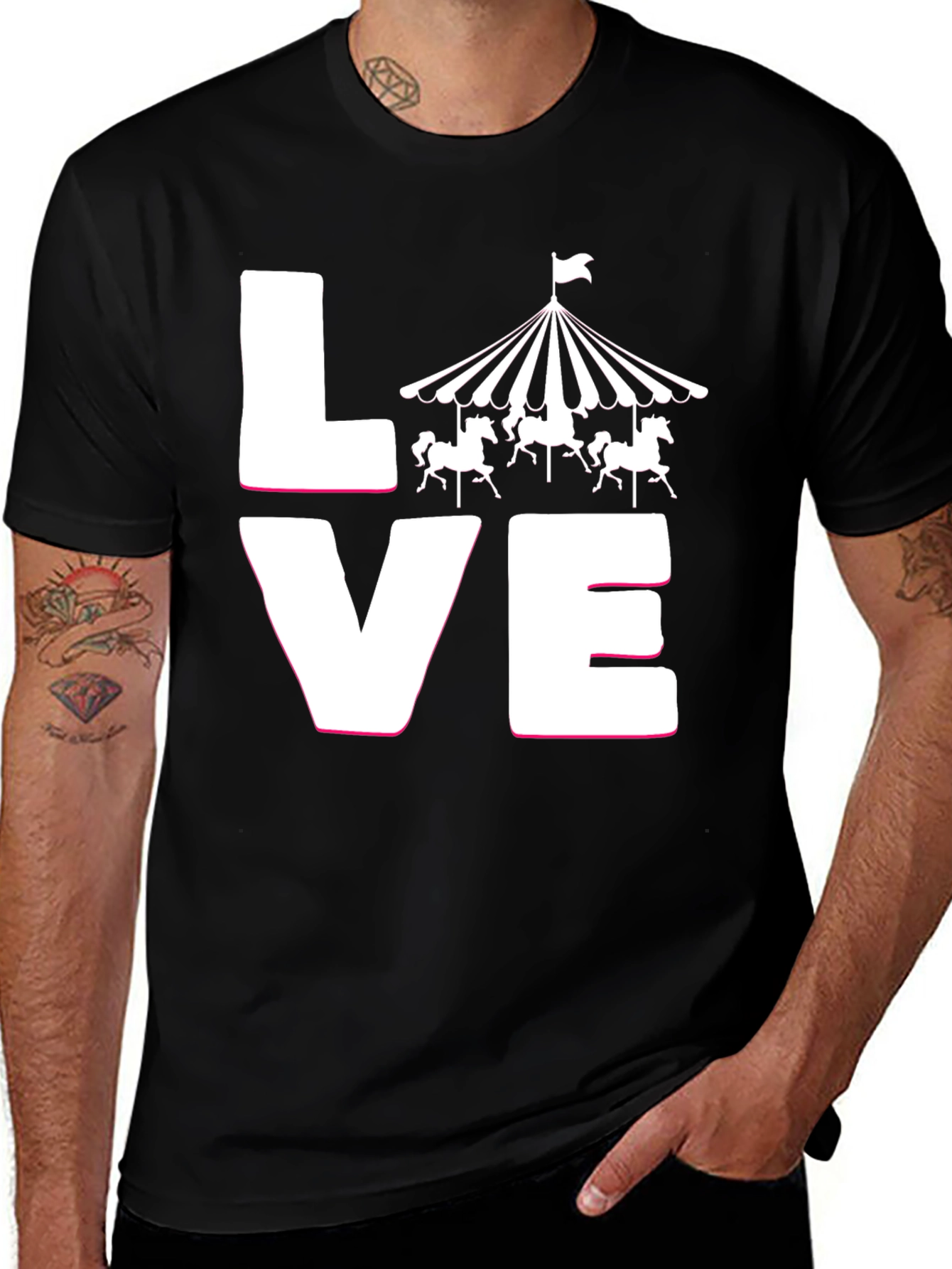 Variant 17 of Carousel LOVE Graphic Tee - Fun Fair Romance T-Shirt