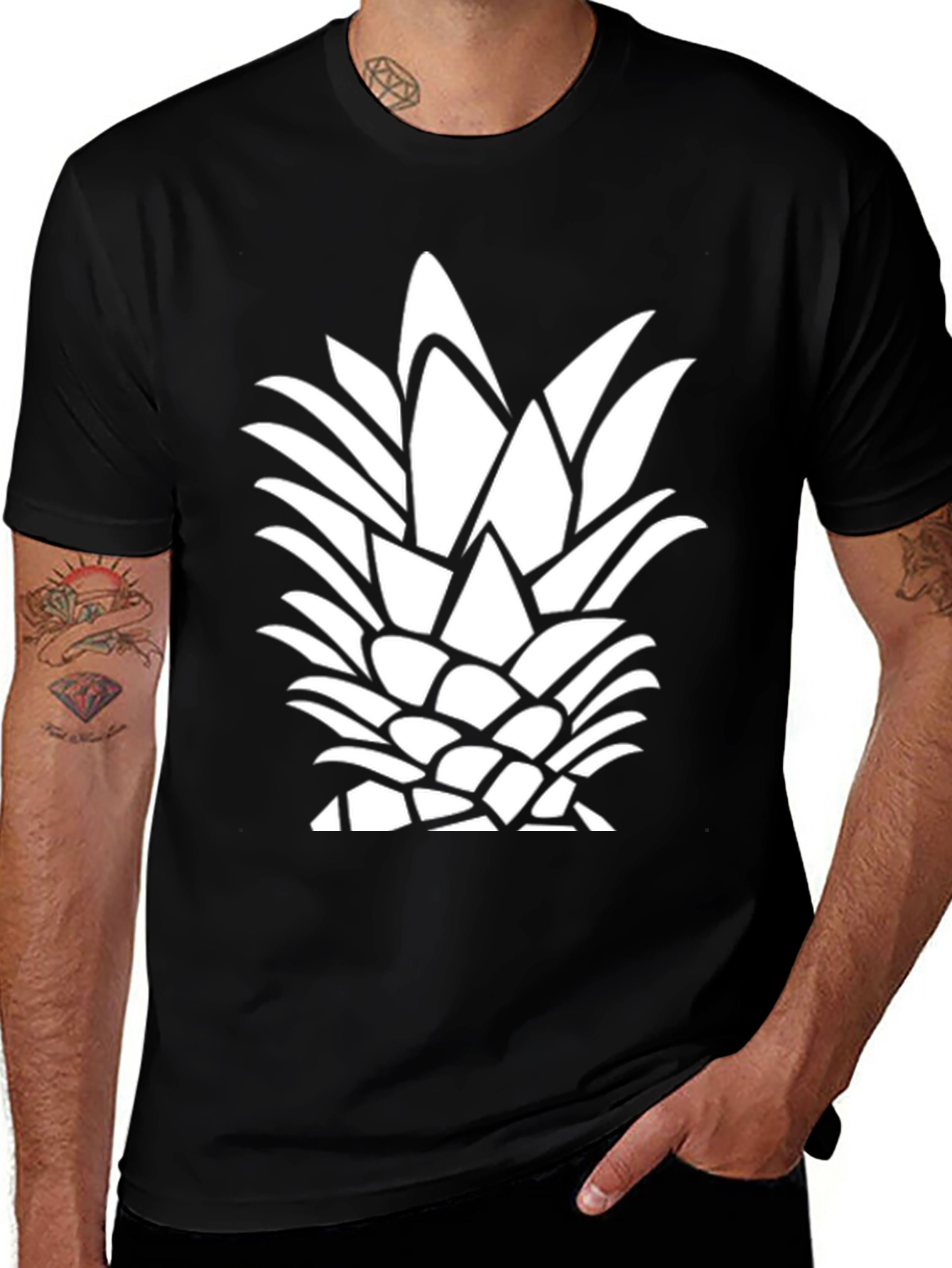 Variant 26 of Pineapple Graphic Tee - Black Casual T-Shirt