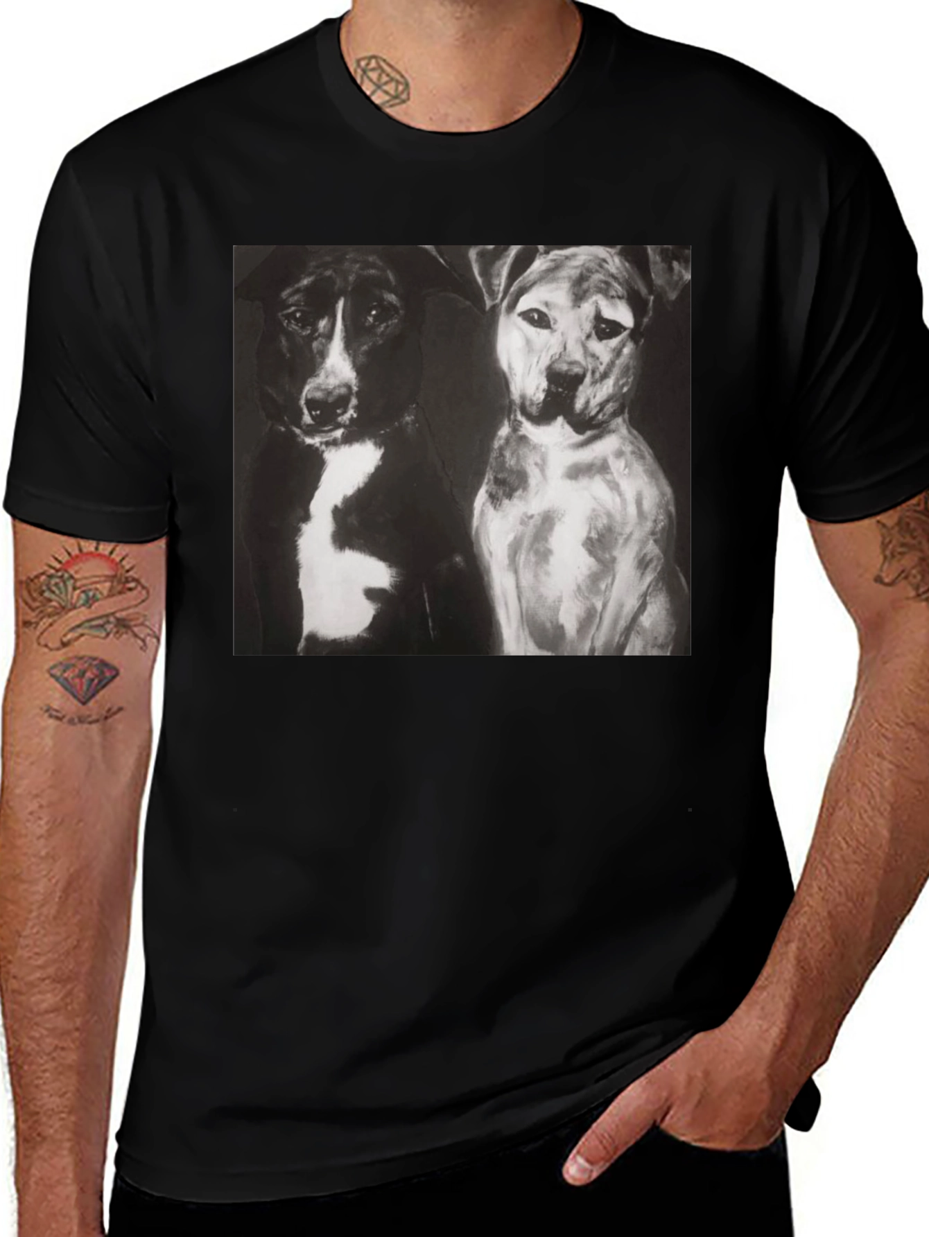 Variant 13 of Dog Portrait Graphic Tee - Black Crew Neck