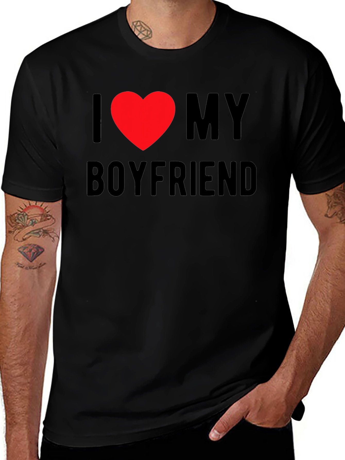 Variant 11 of I Love My Boyfriend Graphic Tee - Black