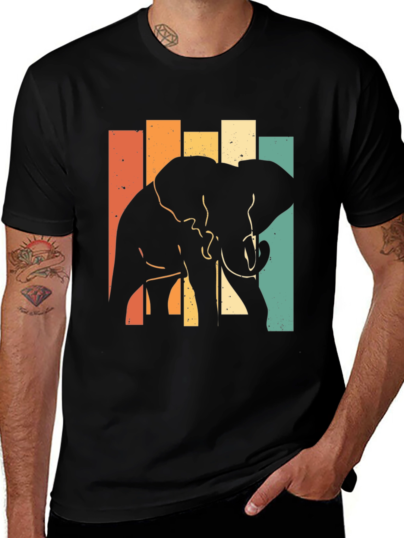 Variant 7 of Retro Elephant Silhouette T-Shirt