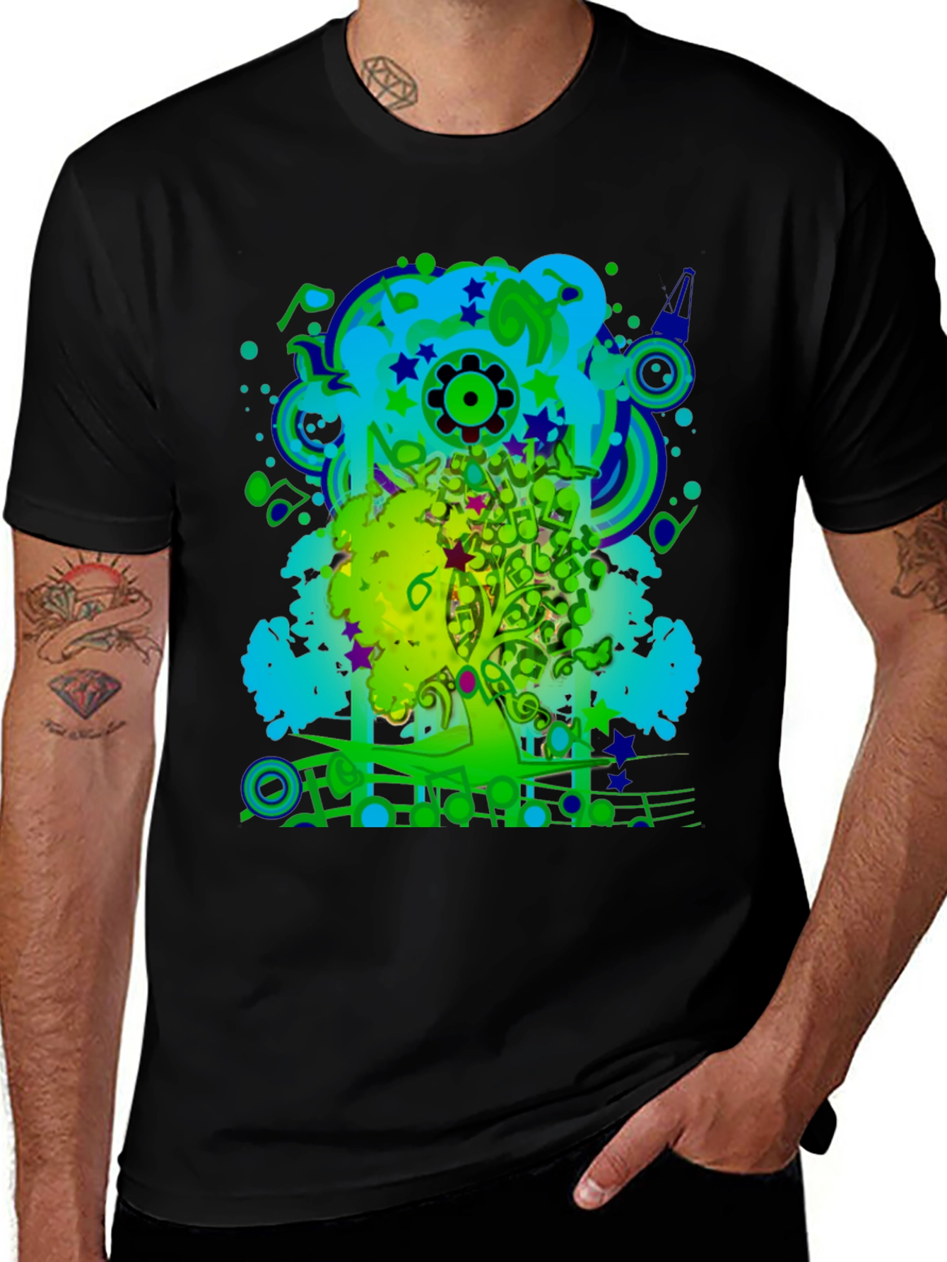 Variant 2 of Abstract Music Art Tree Graphic T-Shirt