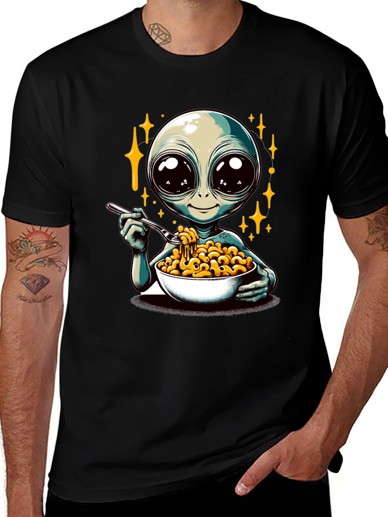 Variant 4 of Alien Eating Mac & Cheese Graphic T-Shirt