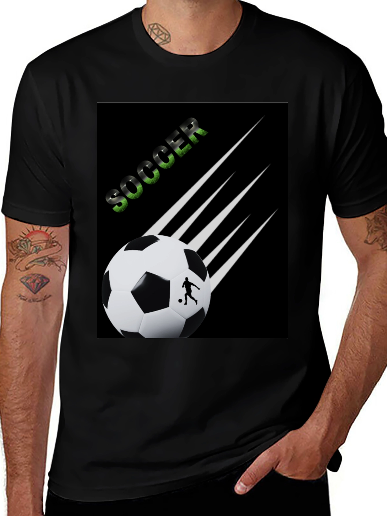 Variant 17 of Soccer Graphic Black T-Shirt