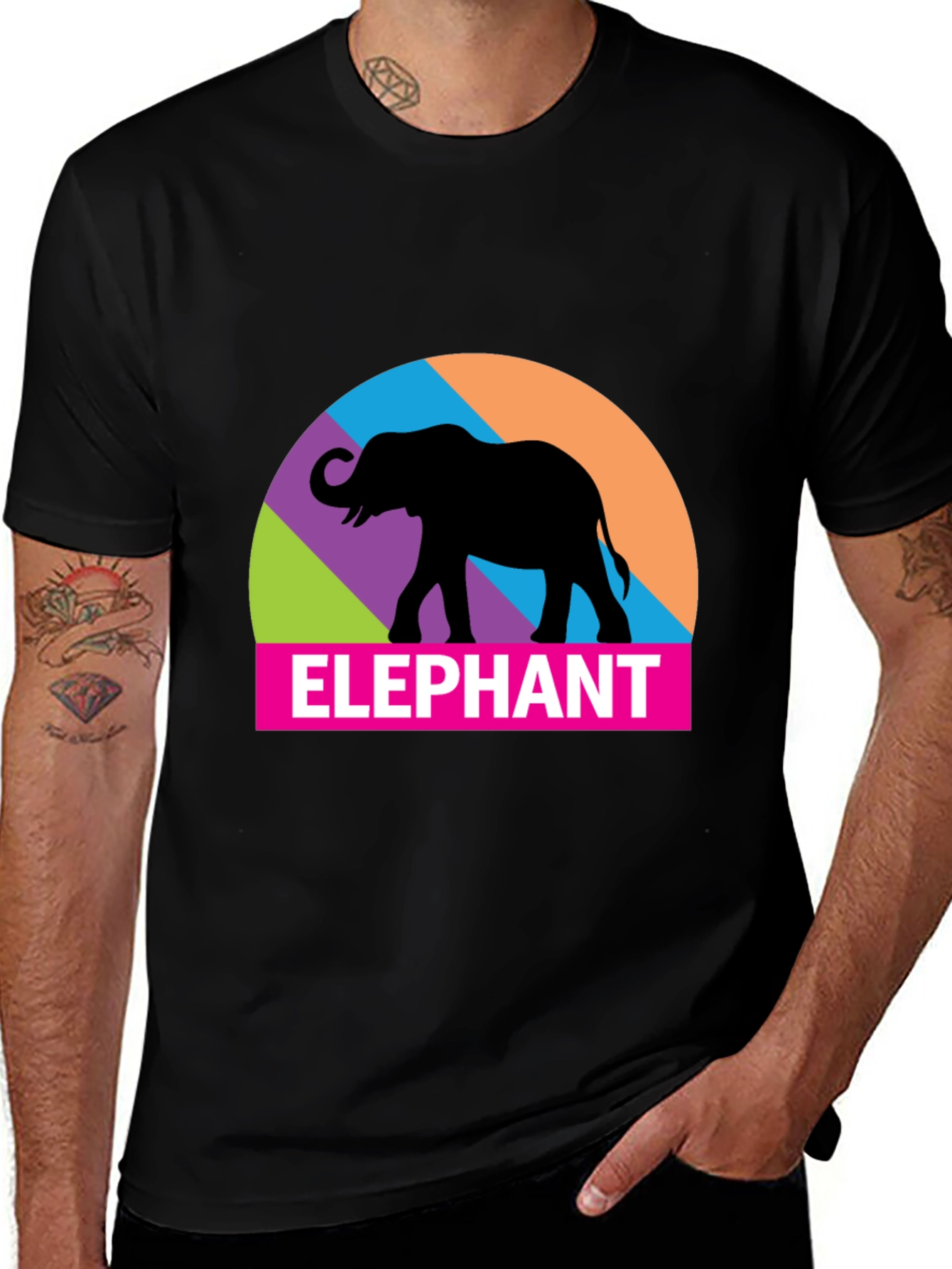 Variant 8 of Elephant Graphic Tee - Colorful Design