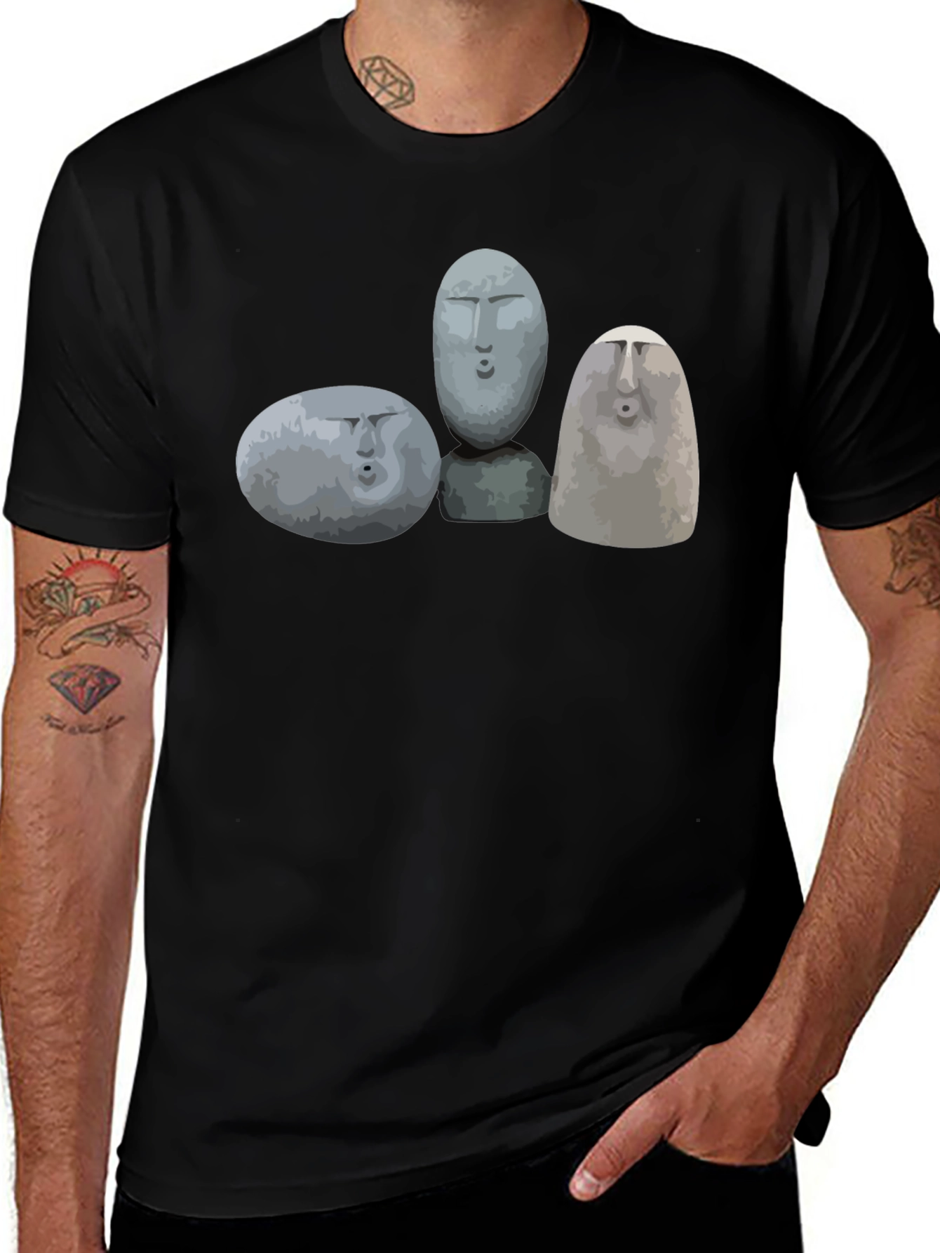 Variant 5 of Moai Rock Head Graphic Tee