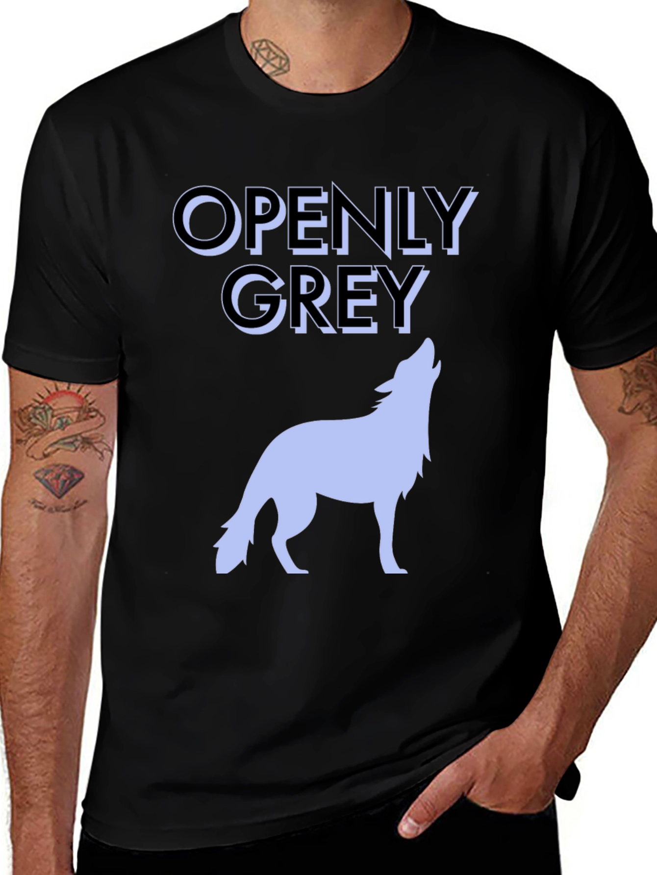 Variant 5 of Openly Grey Wolf Graphic Tee - Black