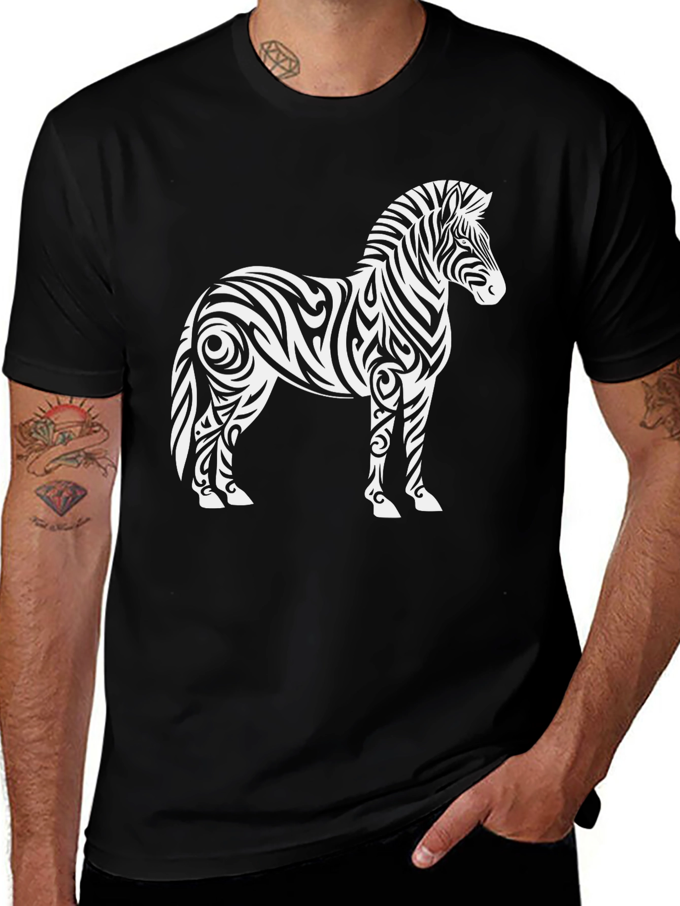 Variant 30 of Zebra Graphic Print Black T-Shirt