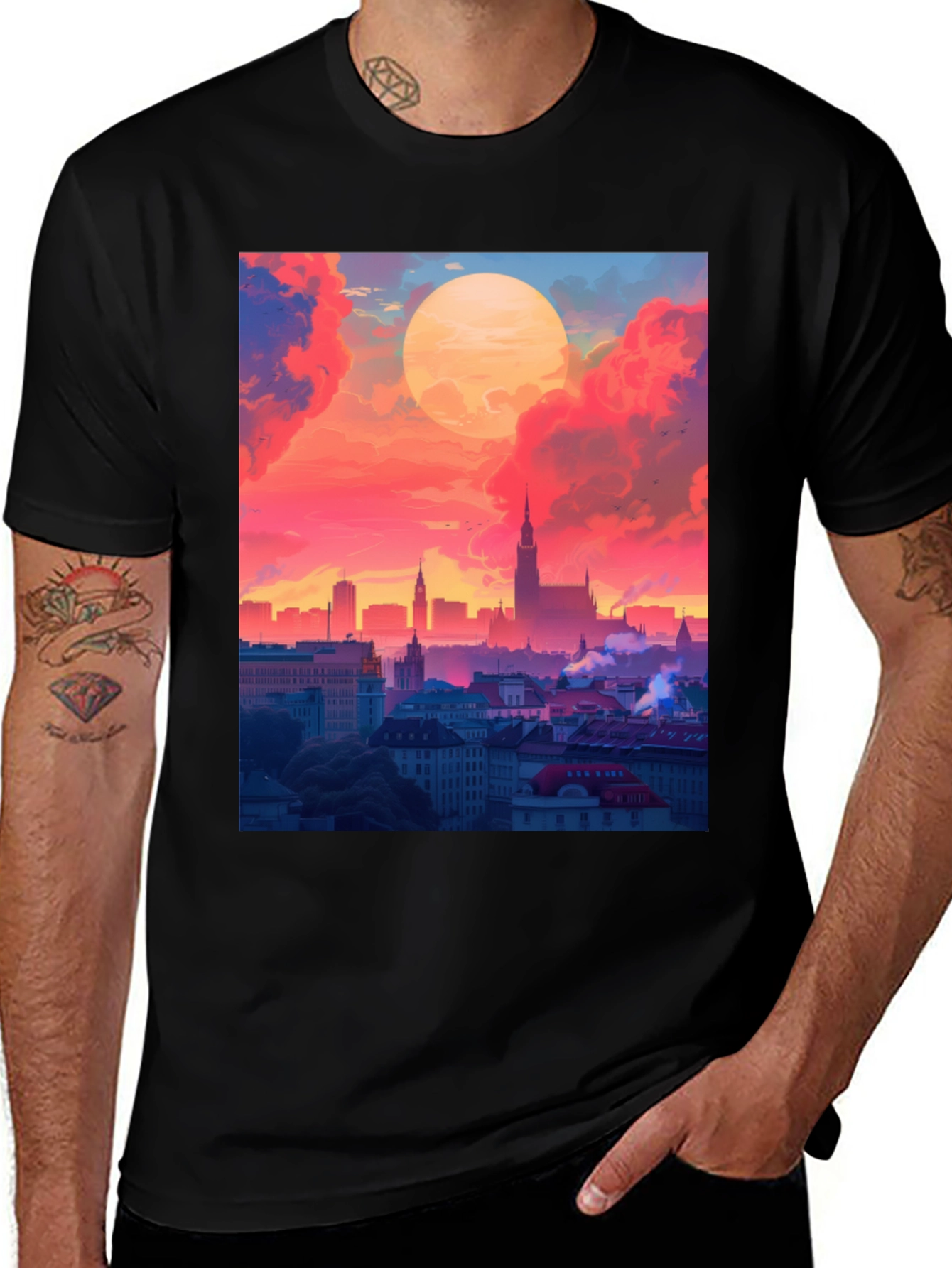 Variant 8 of Cityscape Sunset Graphic Tee