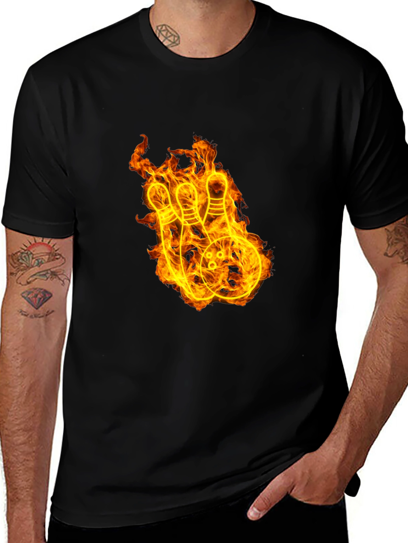Variant 25 of Fiery Bowling Strike Graphic Tee