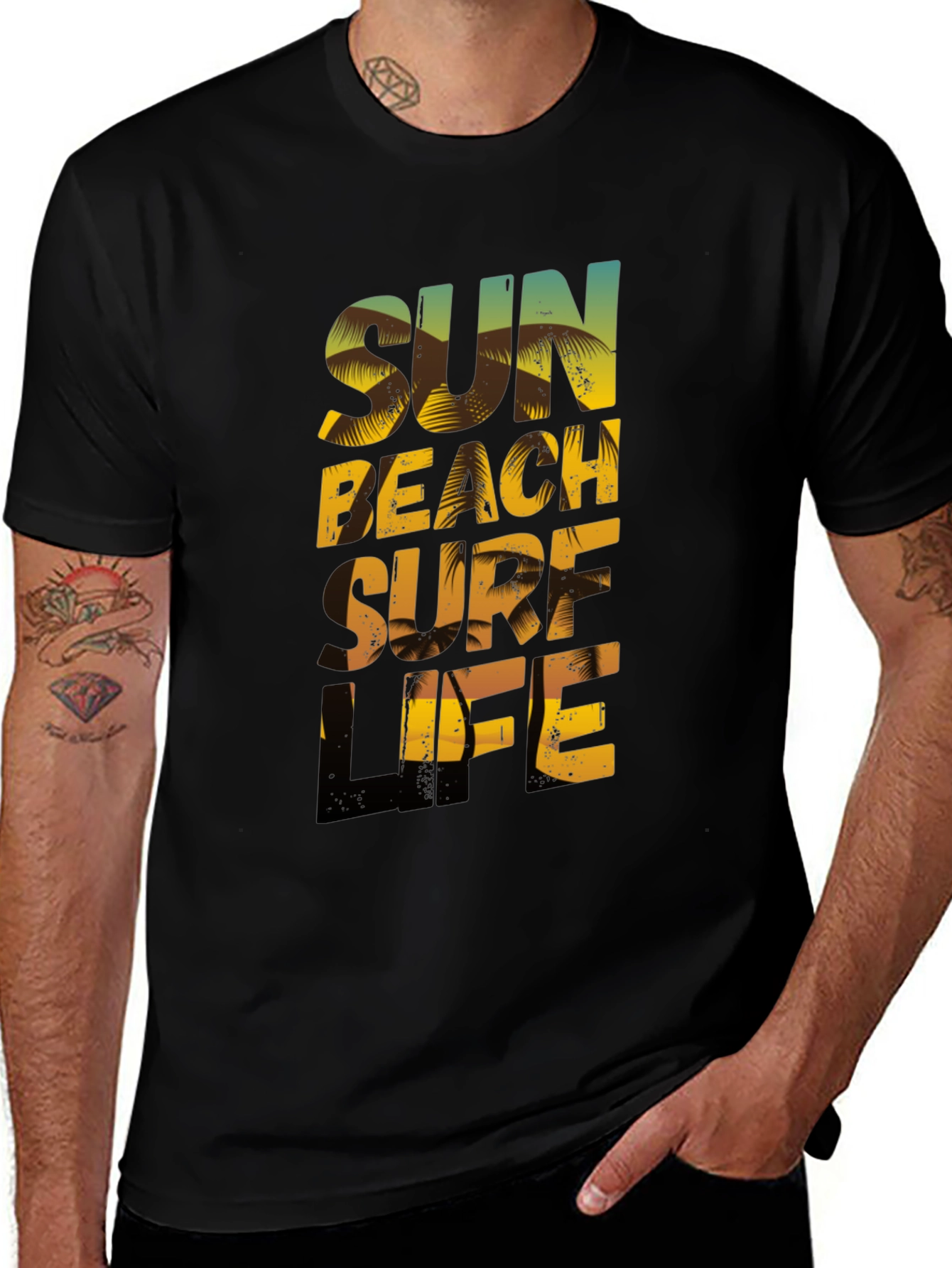 Variant 27 of Sun Beach Surf Life Black Graphic Tee