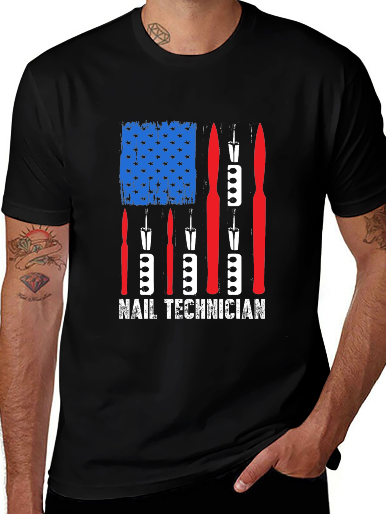 Nail Technician American Flag Graphic Tee