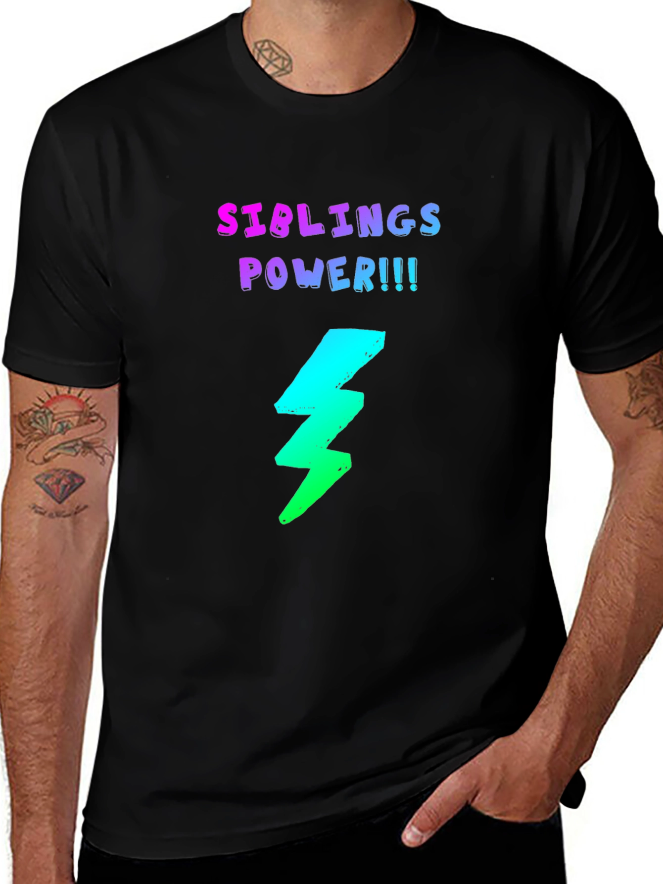 Variant 19 of Siblings Power T-Shirt - Electric Bolt Design