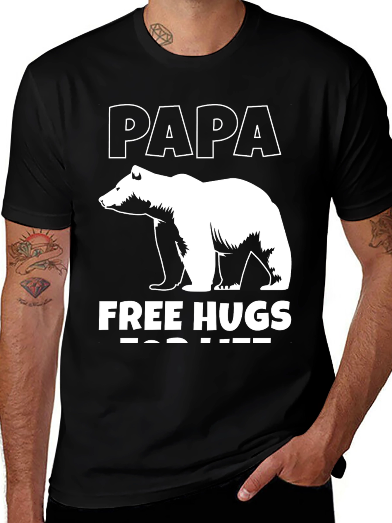 Variant 12 of Papa Bear Free Hugs T-Shirt - Black
