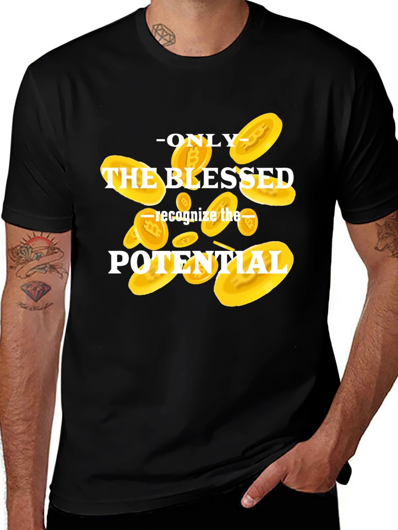 Variant 24 of Blessed Potential Bitcoin Black T-Shirt