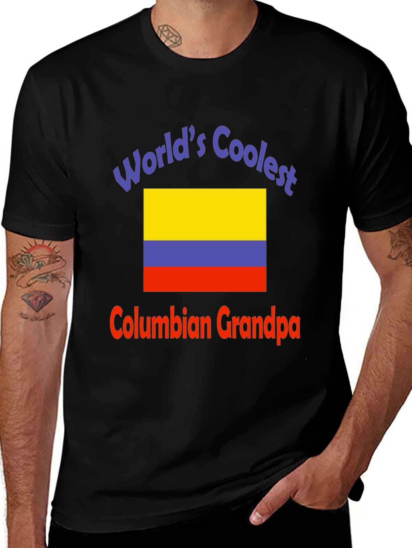 World's Coolest Colombian Grandpa Black T-Shirt