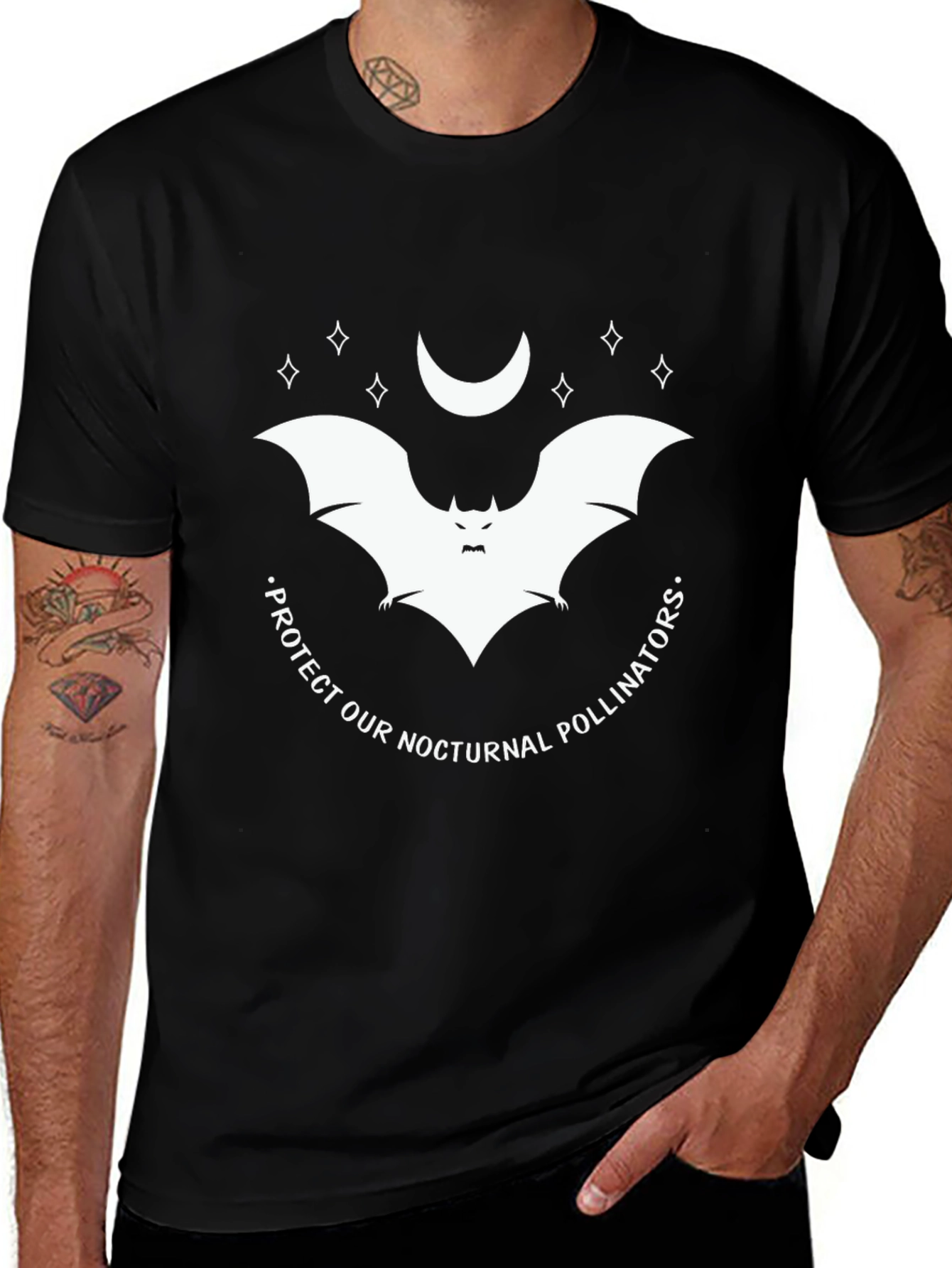 Variant 8 of Protect Pollinators Bat T-Shirt - Nocturnal Wildlife Tee