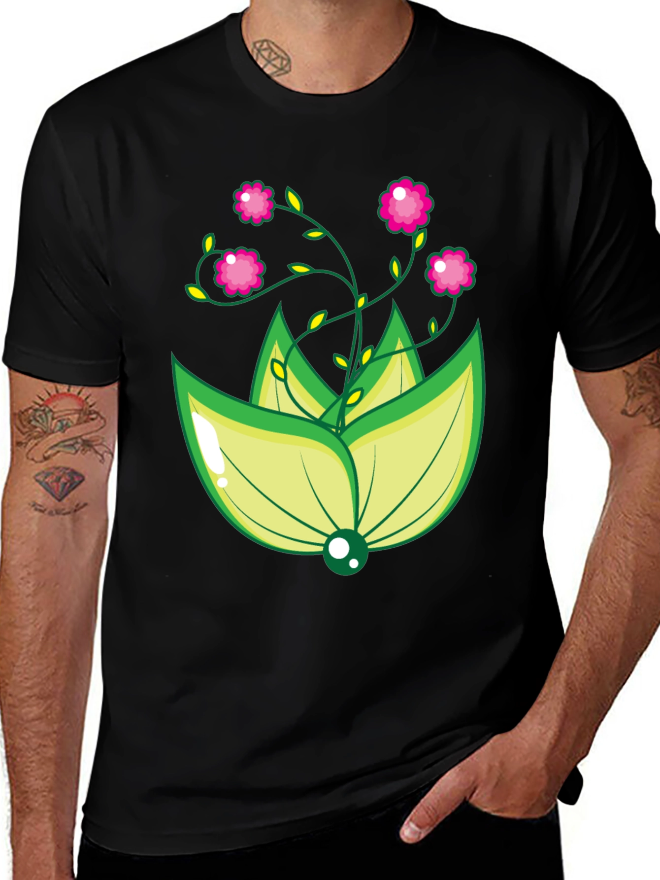 Variant 12 of Floral Design Black T-Shirt