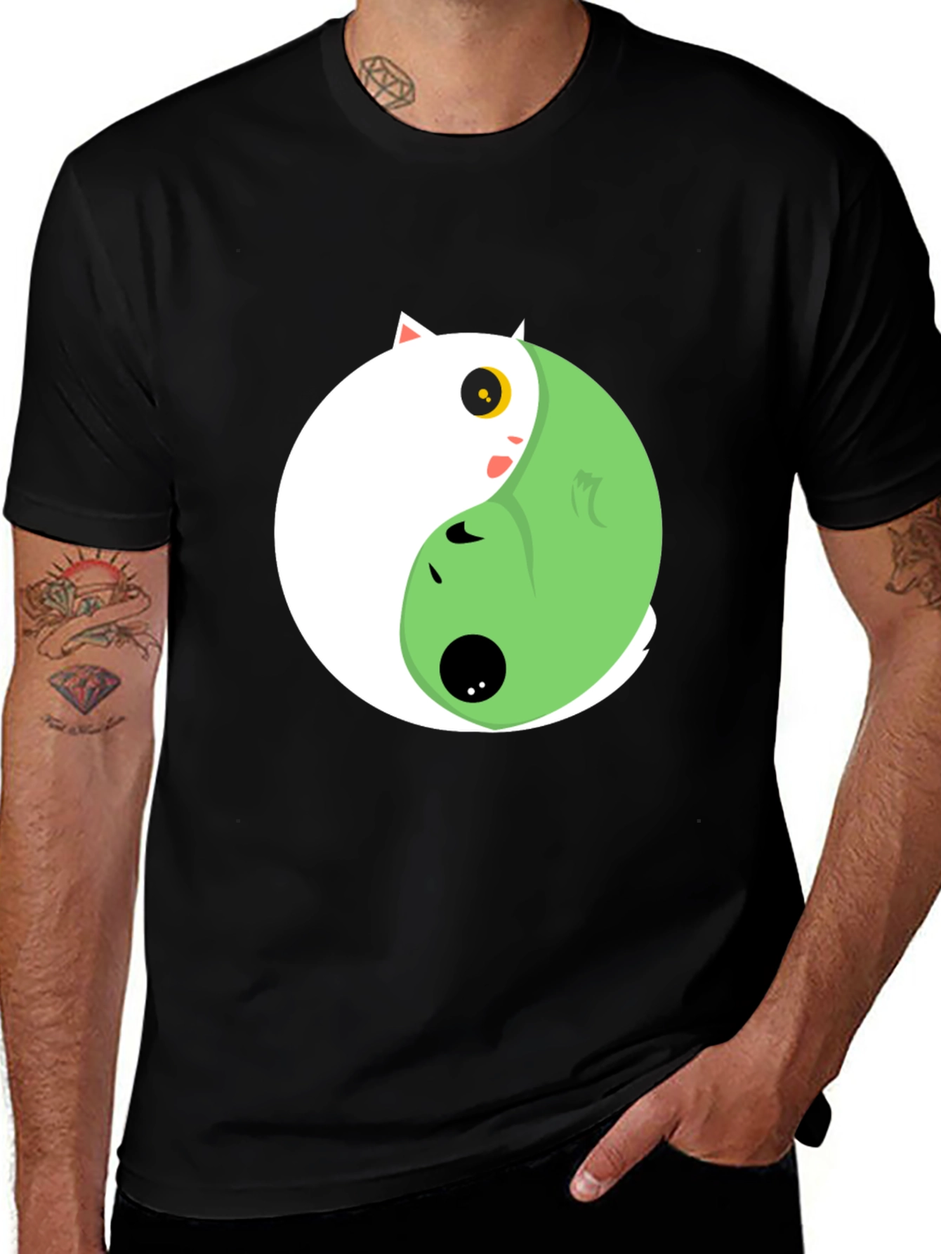 Yin Yang Cat Graphic Tee
