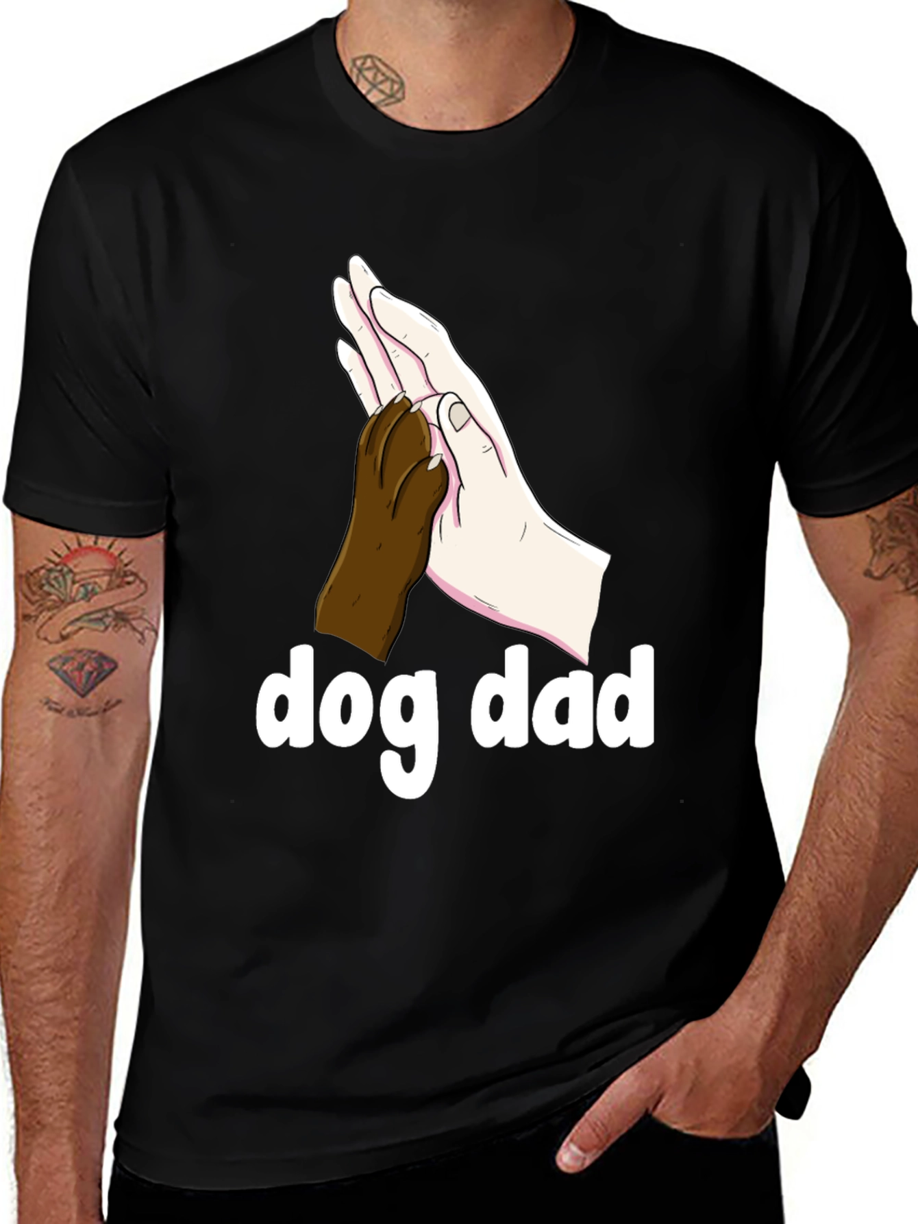 Variant 5 of Dog Dad T-Shirt - Paw High Five Design