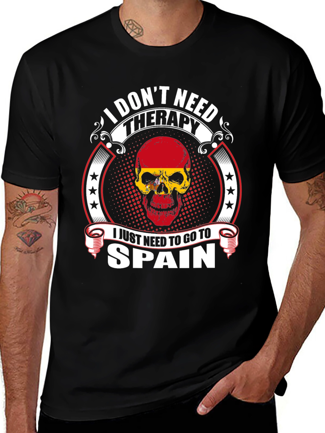 Spain Therapy Skull Graphic T-Shirt