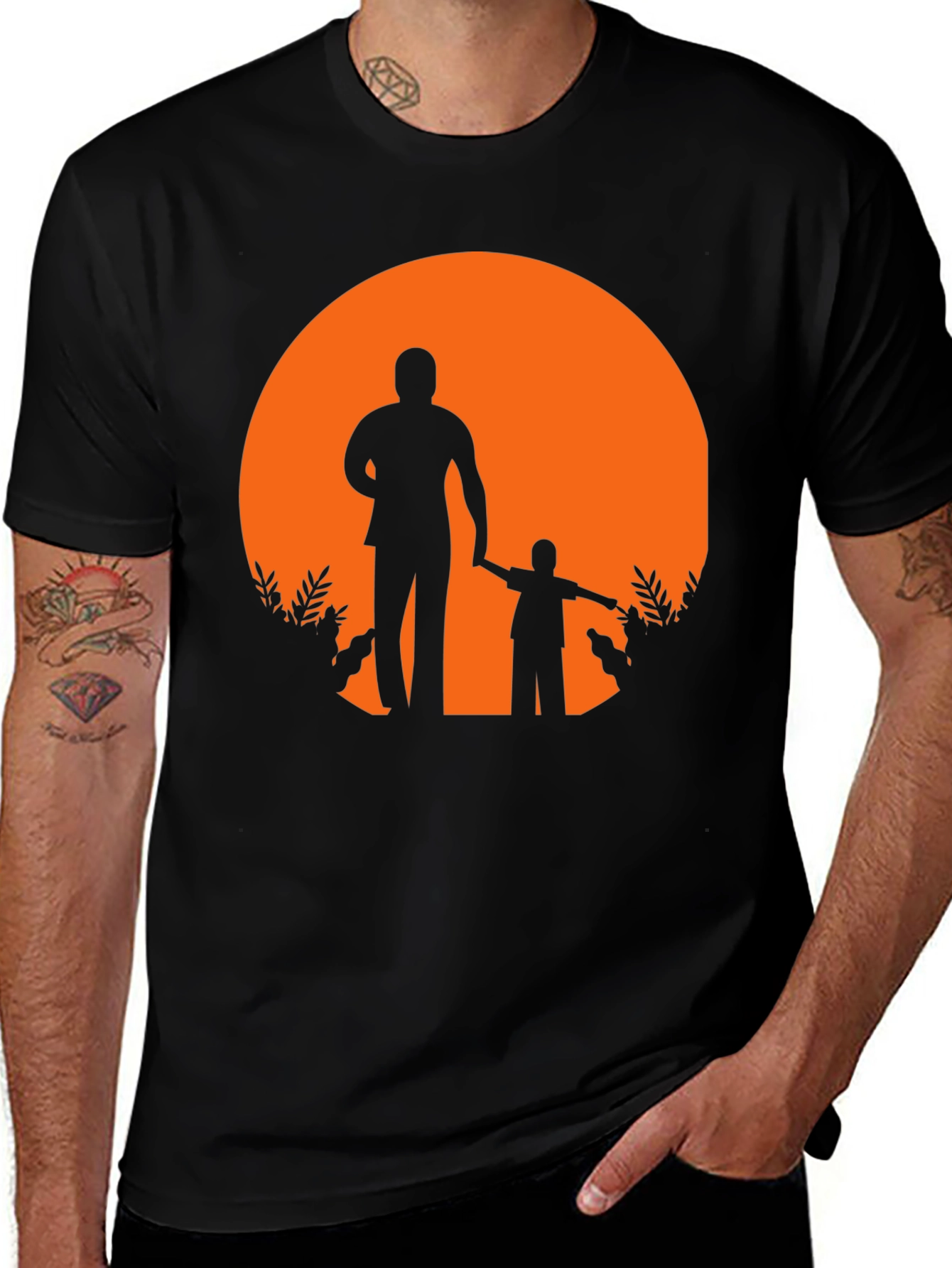 Variant 15 of Father and Son Silhouette Graphic Tee - Black