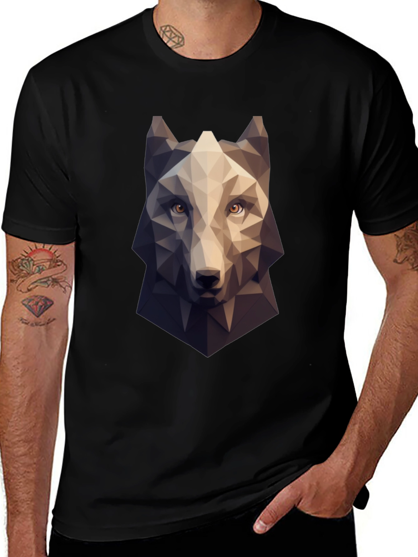 Variant 27 of Geometric Wolf Graphic T-Shirt - Modern Style