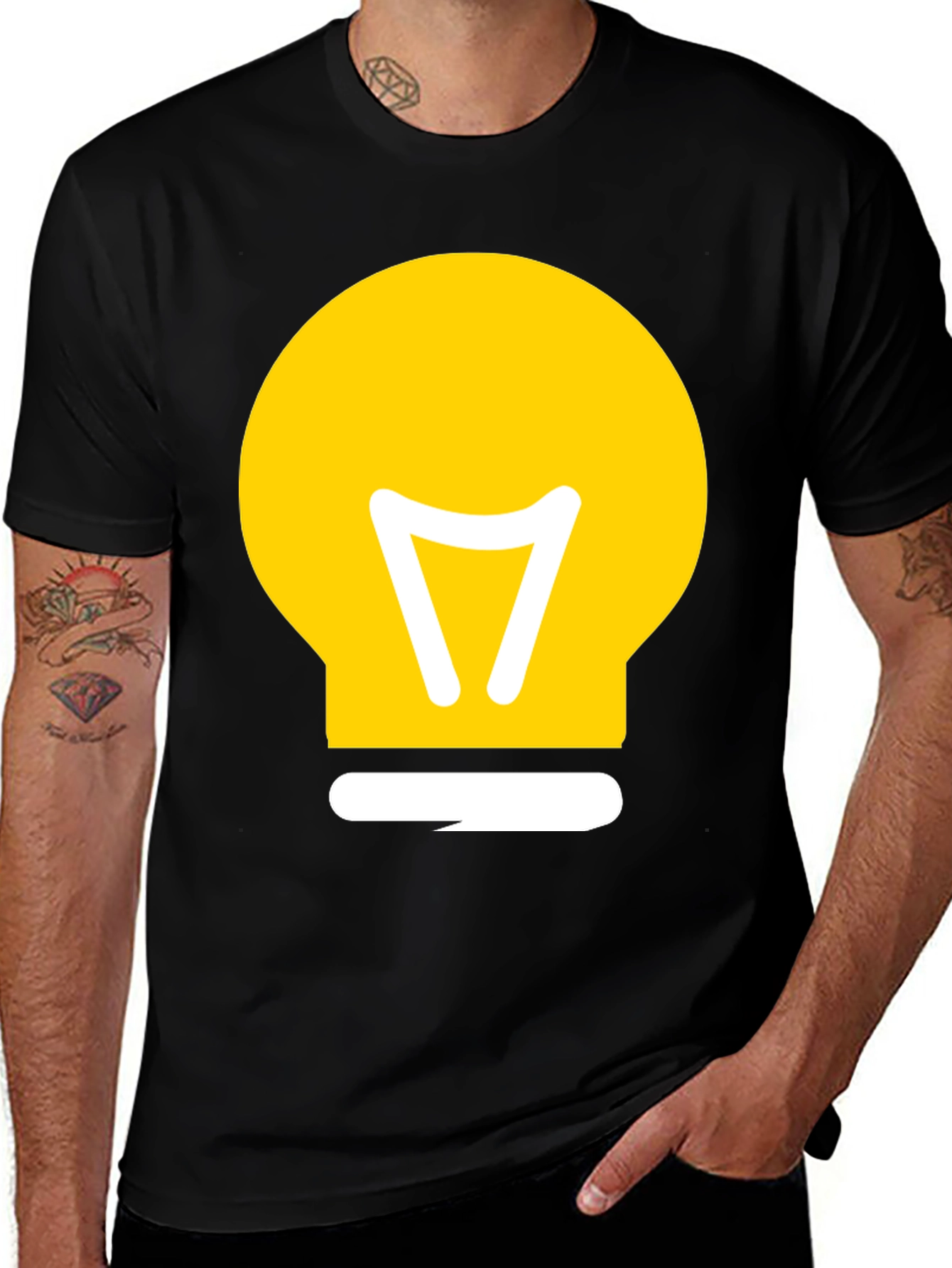Variant 18 of Idea Bulb Graphic T-Shirt - Black Cotton Tee