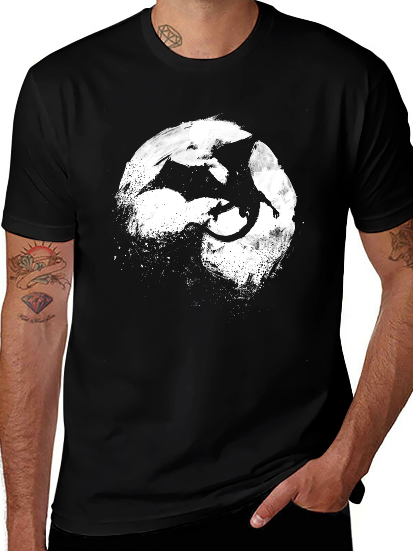 Variant 19 of Dragon Silhouette T-Shirt - Black