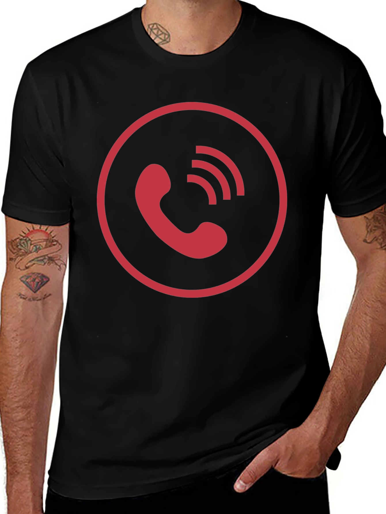 Variant 18 of Red Phone Icon Black T-Shirt