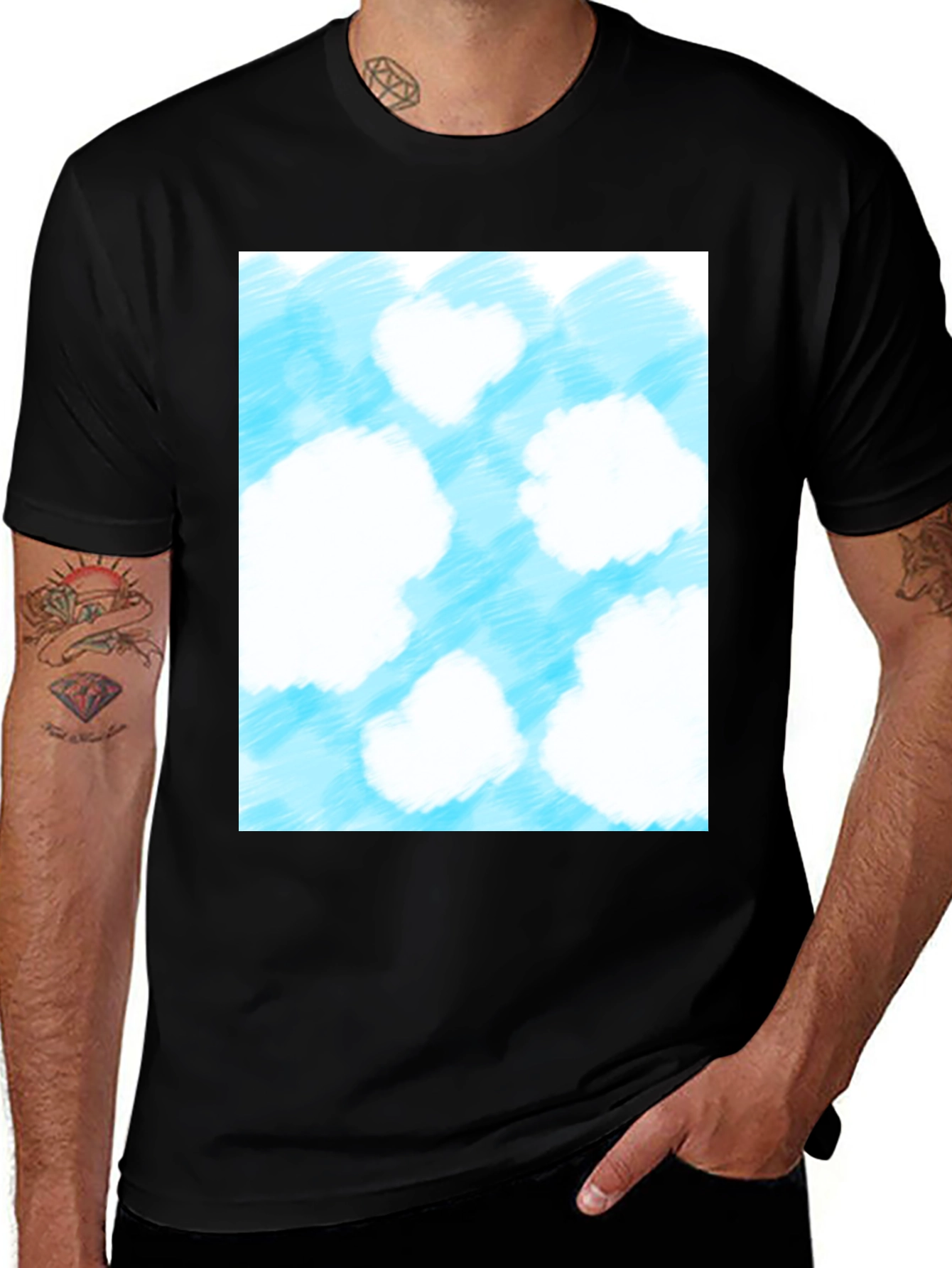 Variant 16 of Cloud Print Black T-Shirt