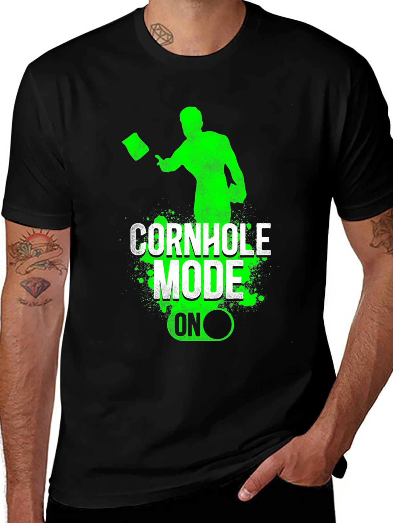 Cornhole Mode ON T-Shirt, Black