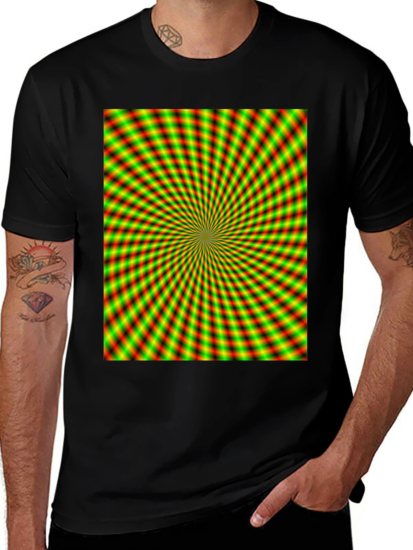 Variant 4 of Psychedelic Illusion T-Shirt - Black Crew Neck