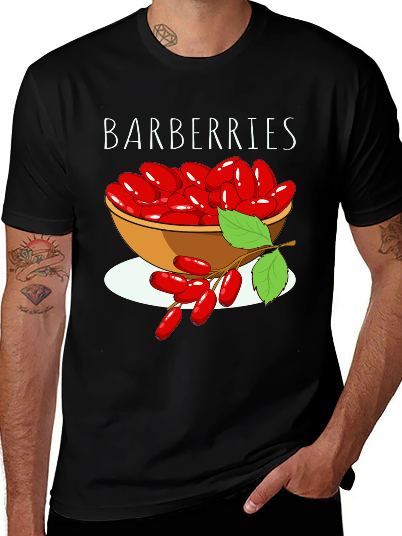 Variant 8 of Barberries Graphic T-Shirt - Casual Black Tee