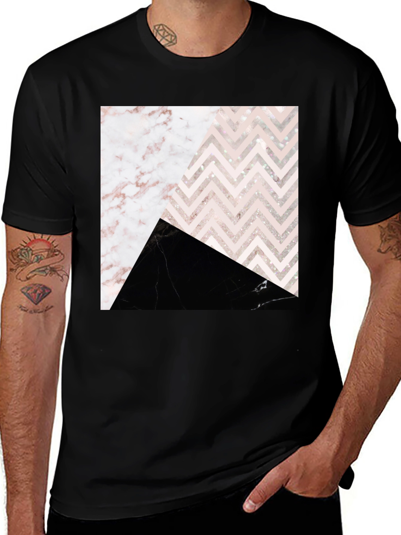 Variant 13 of Abstract Geometric Marble Print T-Shirt