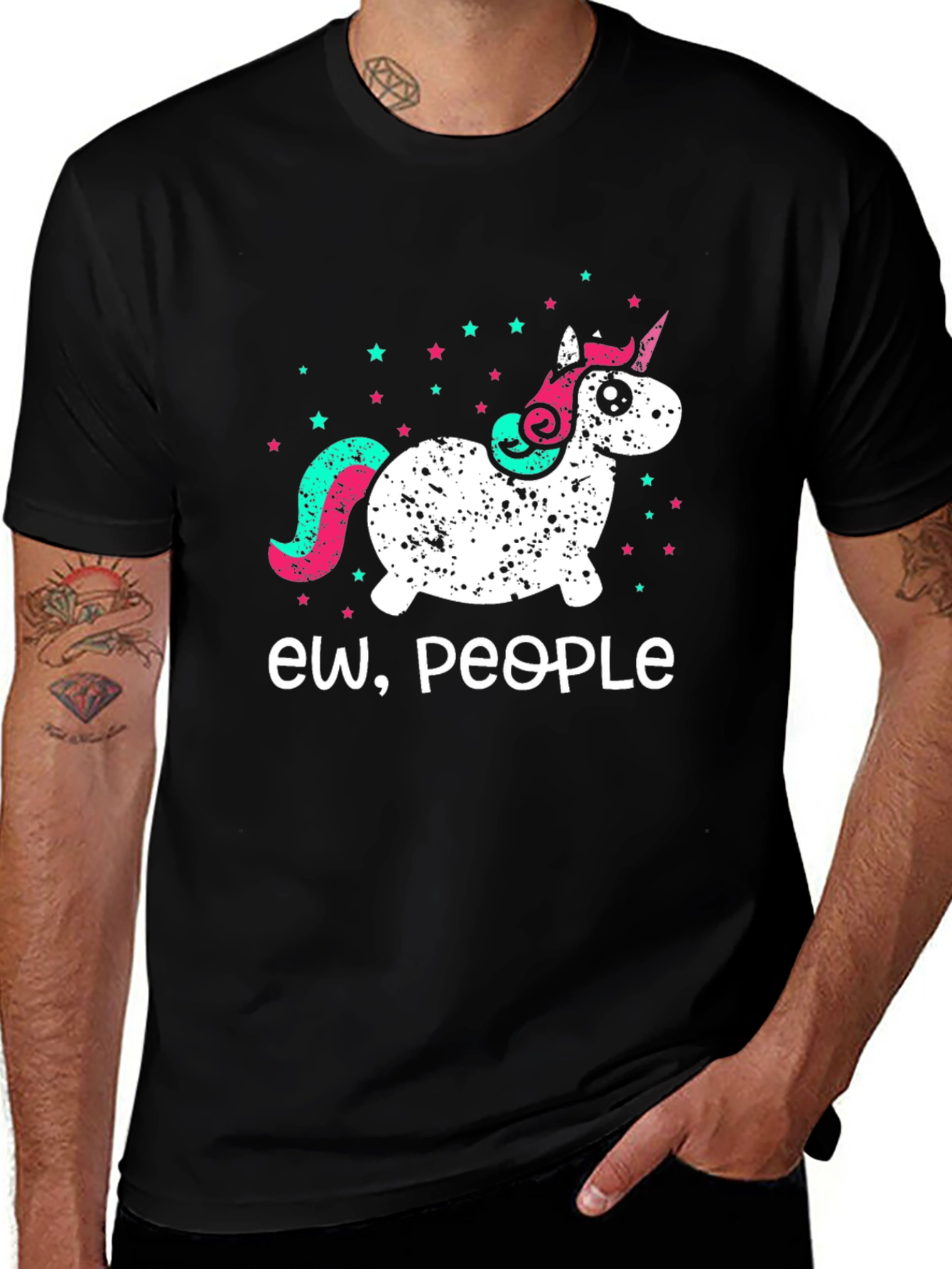 Variant 8 of Ew, People Unicorn Graphic Tee - Black Cotton T-Shirt