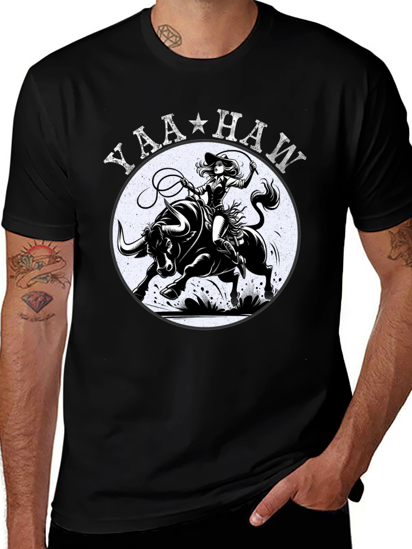 Variant 25 of Yaa Haw Bull Riding Graphic Tee - Western Style Shirt