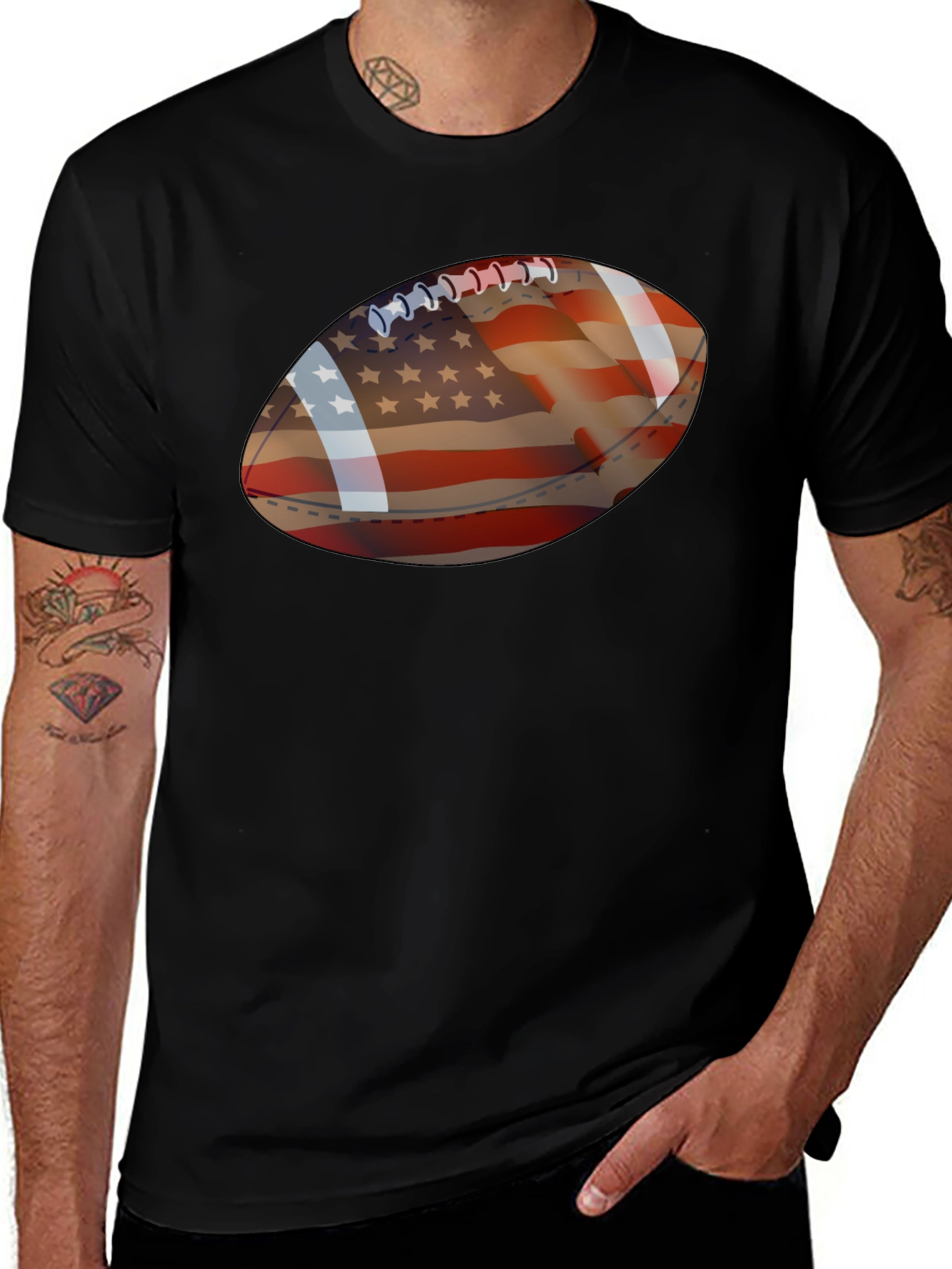 Variant 12 of American Flag Football Graphic T-Shirt