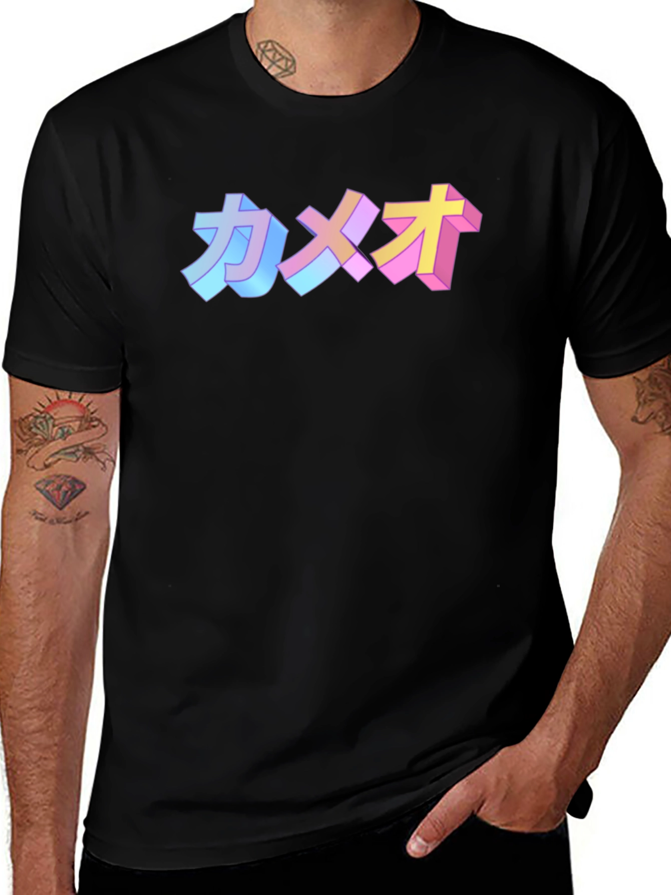 Variant 7 of Cameo Japanese Text Graphic Black T-Shirt