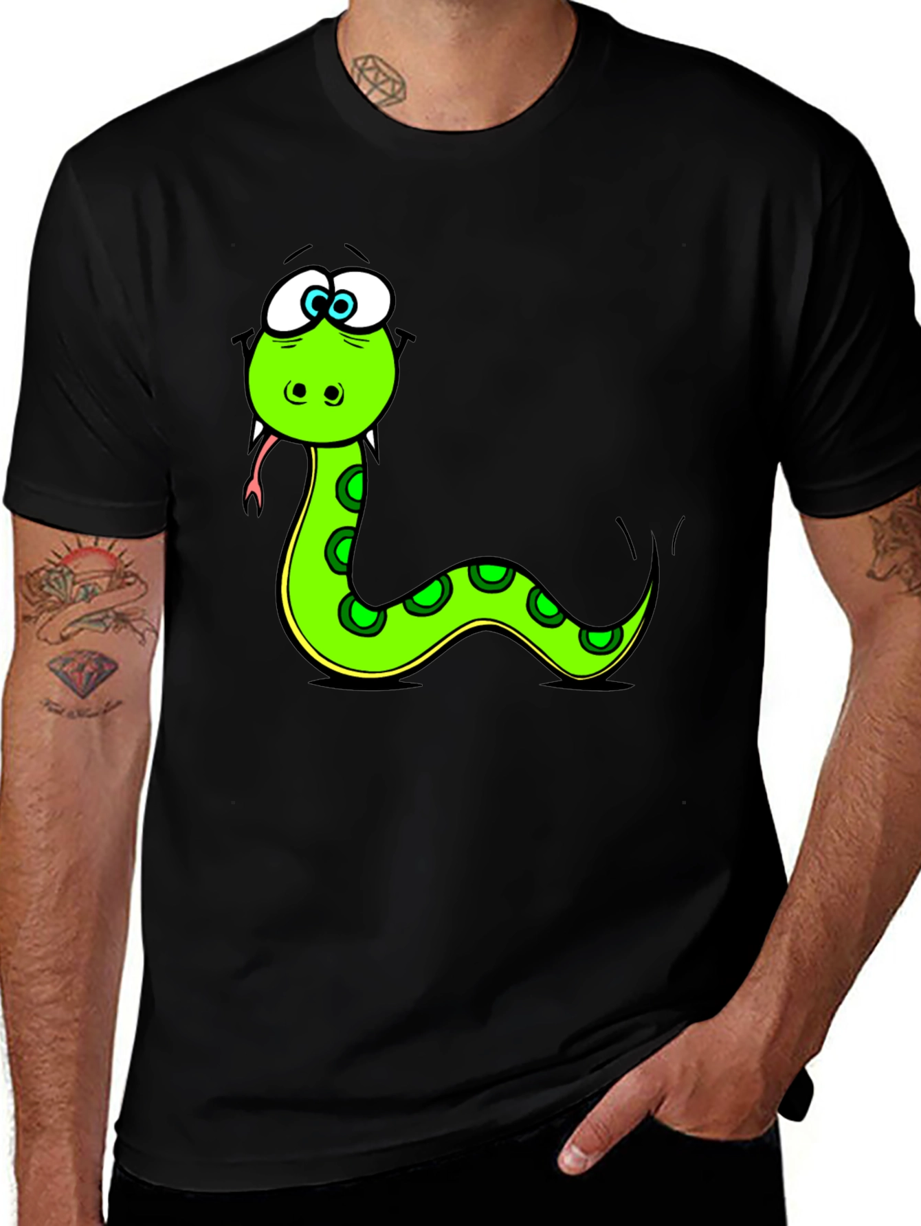 Variant 11 of Cartoon Snake Black T-Shirt