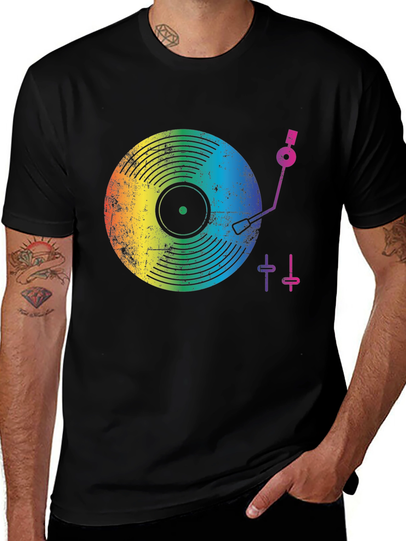 Variant 7 of Rainbow Record Player Graphic T-Shirt