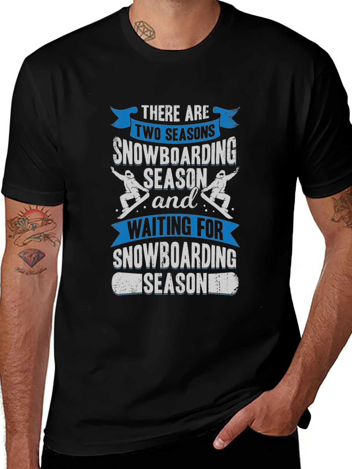 Variant 18 of Snowboarding Season Graphic Tee - Black