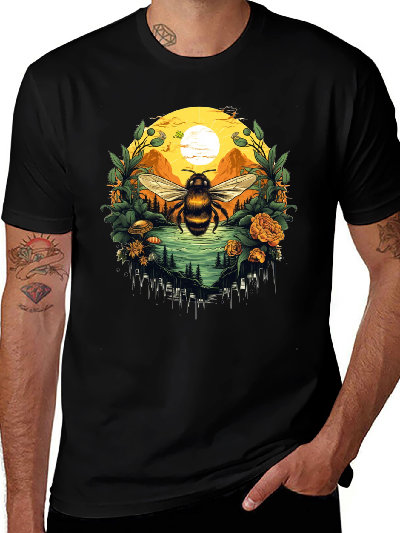 Nature Bee Graphic Tee - Unisex Cotton Blend