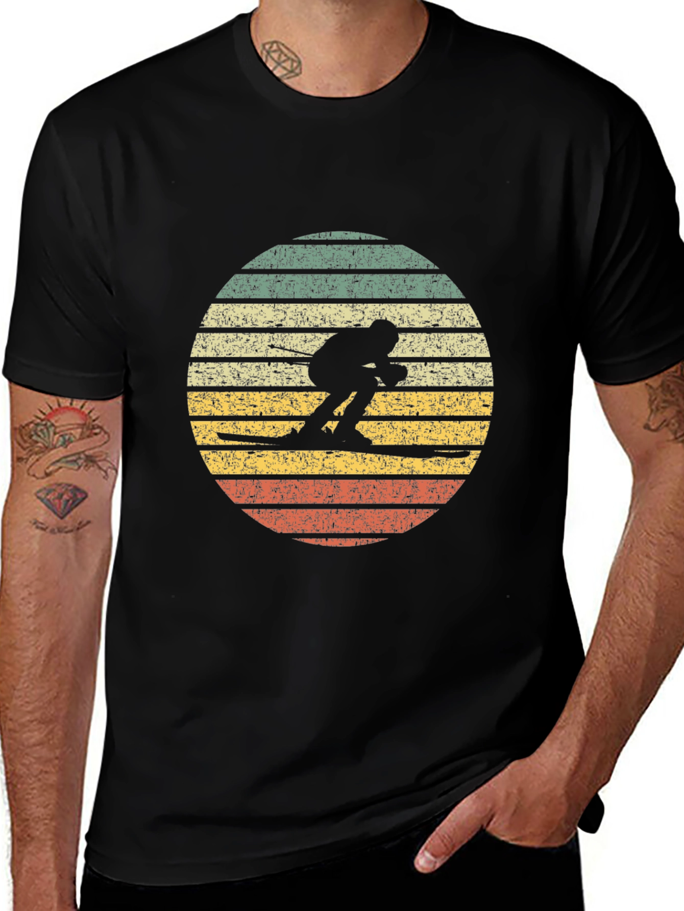 Variant 23 of Retro Skiing Sunset T-Shirt - Vintage Style