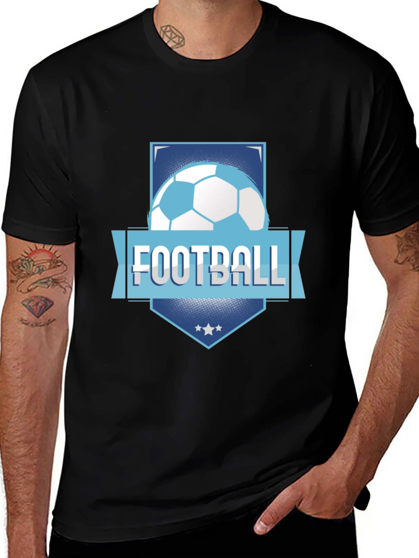 Variant 14 of Football Graphic Tee - Black Cotton Blend