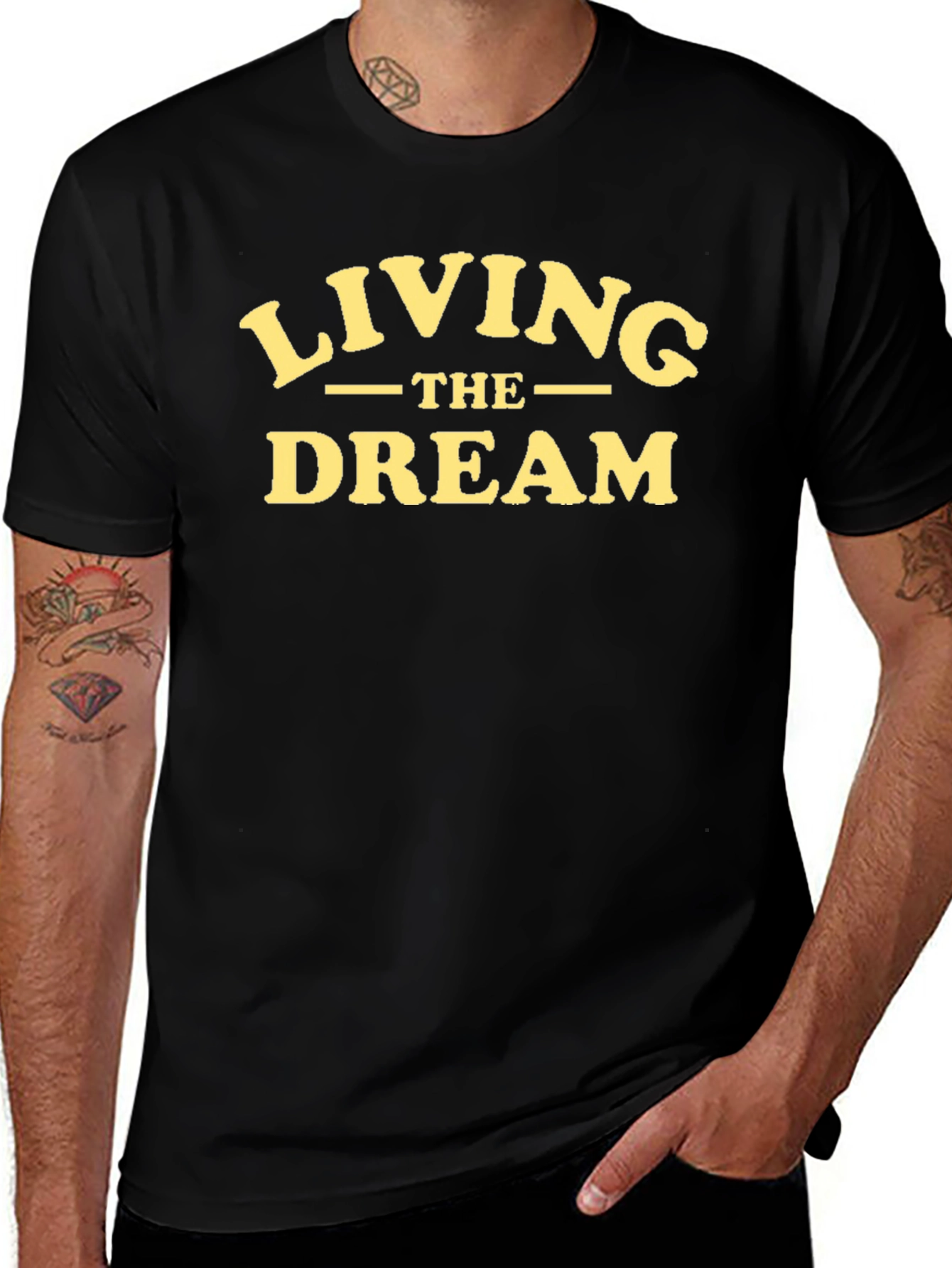 Variant 20 of Living the Dream Black Graphic Tee Shirt