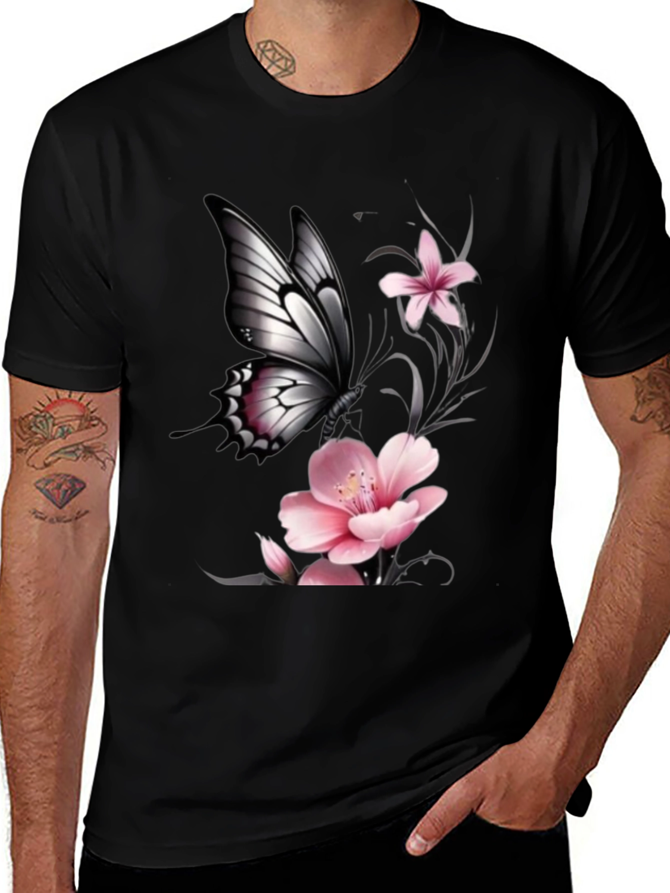 Variant 19 of Black Butterfly Floral Graphic T-Shirt