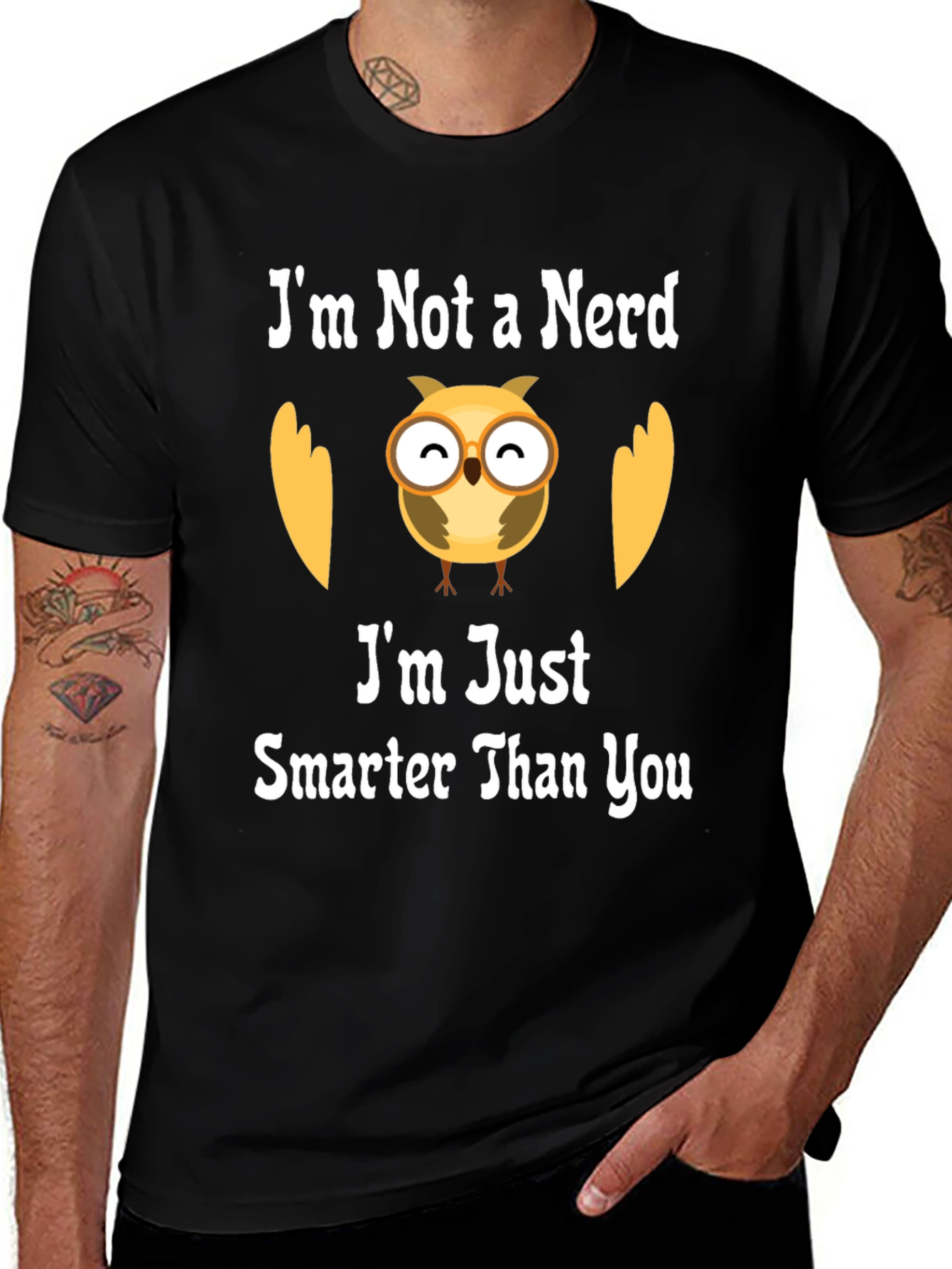 Variant 9 of Smart Owl T-Shirt - I'm Not A Nerd Graphic Tee